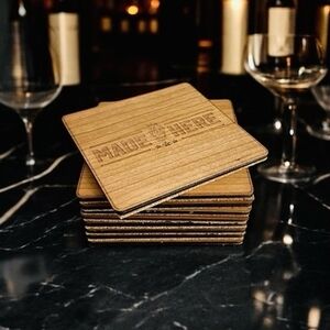 Made Here Playboy Bamboo Coaster Set 6x Square Eco Engraved Drink Coasters NWOT